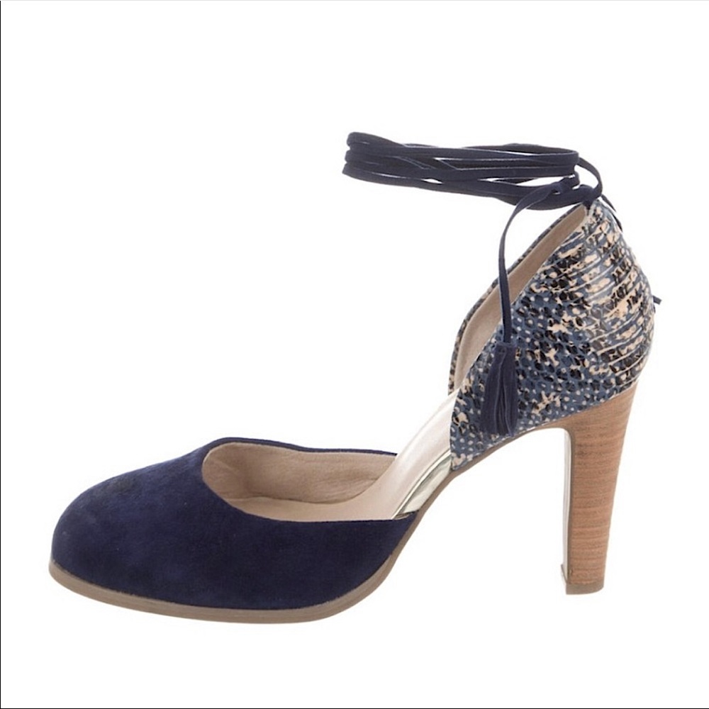 Seychelles Blue Snake Wrap Heels
